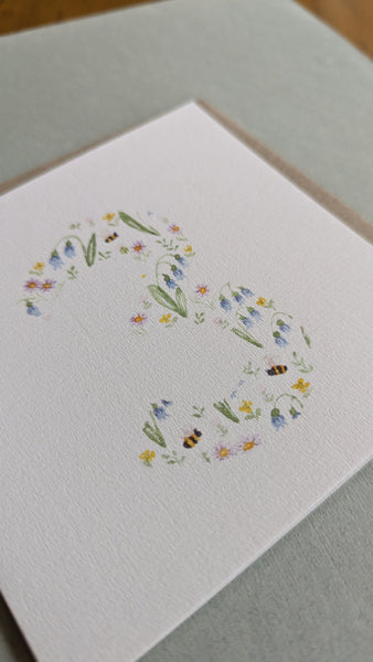 Bluebells and Bees 3 Birthday Card